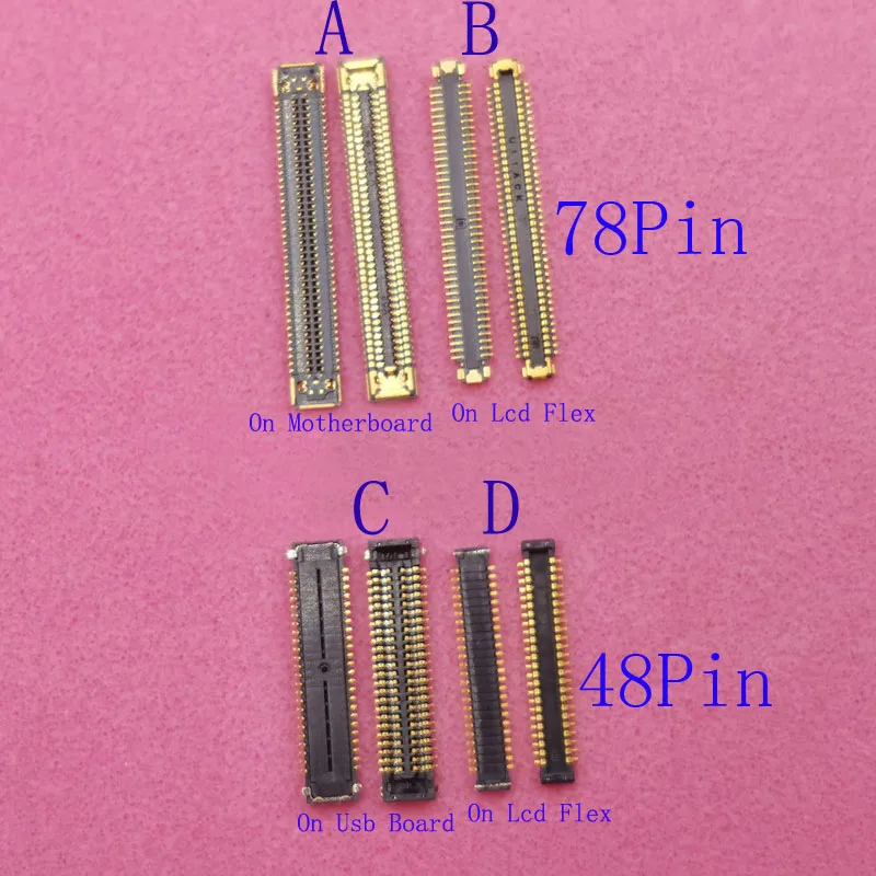 10Pcs LCD Display Screen Flex FPC Connector For Samsung Galaxy A12 A125 A125F M12 M127 M127F USB Charger Charging Plug 48 78 Pin