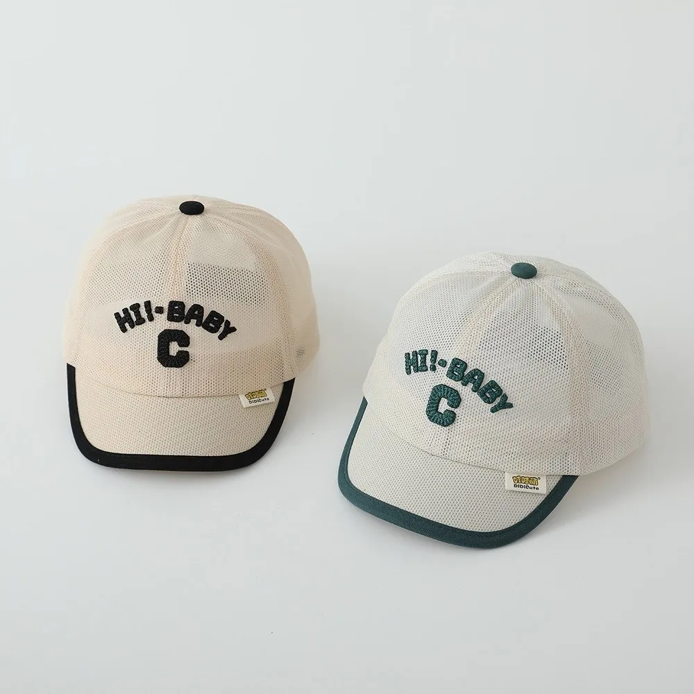 シンプルな韓国ベビー野球帽夏の文字 C 子供ひさし帽子メッシュ刺繍スポーツ Visot キャップ子供