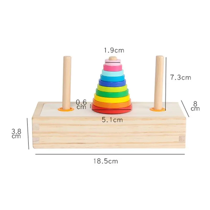 Interactive Kids Wooden Hanoi Tower Balance for PLAY Toys Table Games Best Gift