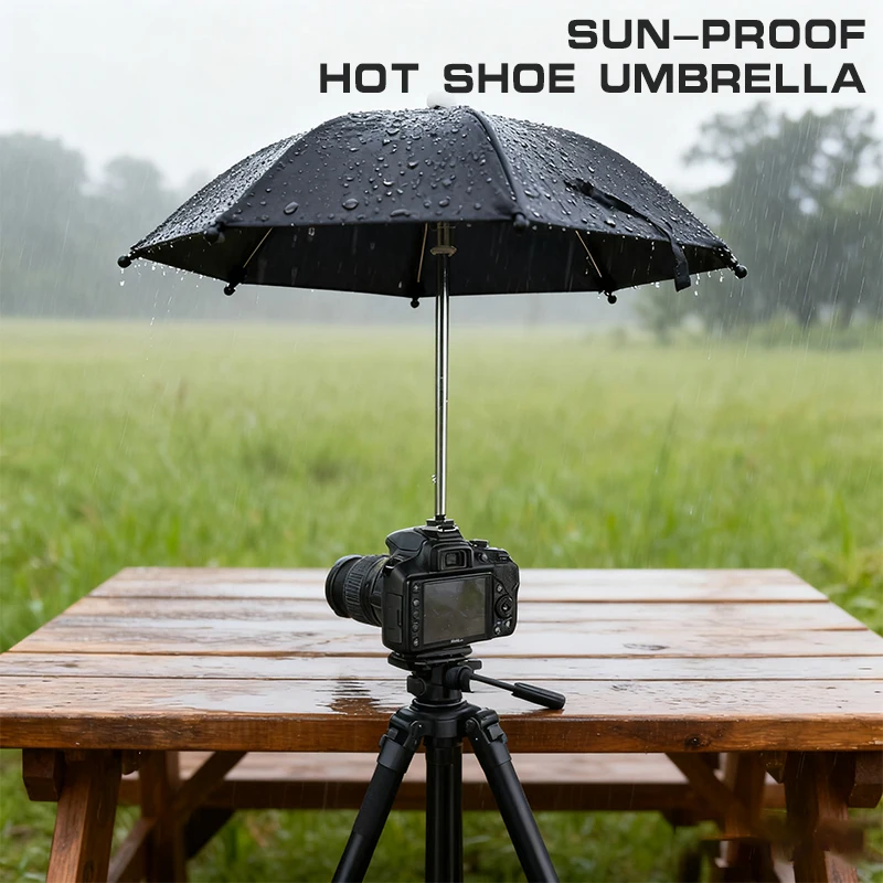 Paraguas negro para cámara Dslr, soporte lluvioso para cámara fotográfica general
