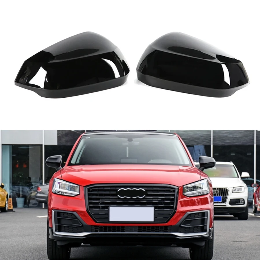 For Audi Q3 2019-2023 / Q2 Q2L 2018-2023 Replace Car Exterior Rearview Mirror Cover Side Mirrors Housing Shell  Black A Pair