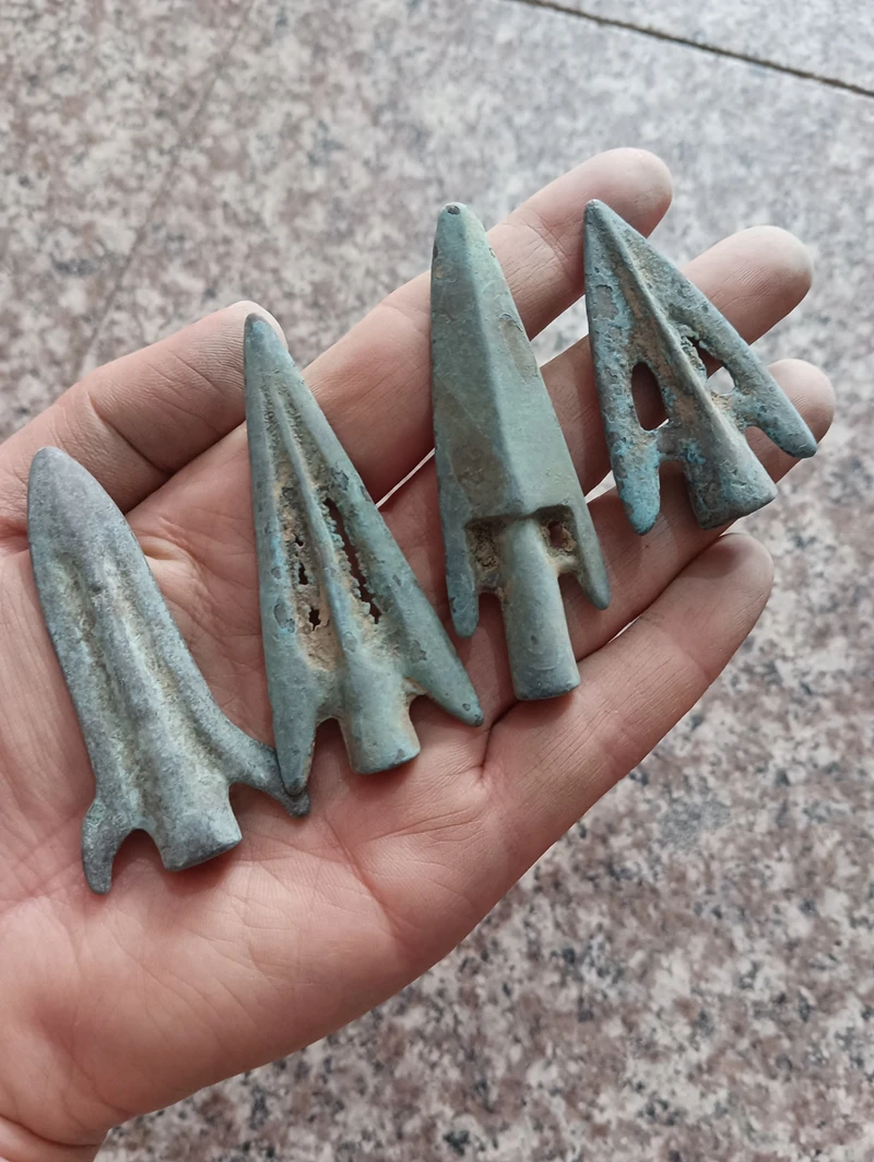 Домашний инструмент из 4 предметов, винтажная бронзовая стрела, гладиаторный клапан, наконечник стрелы, примитивный улов рыбы