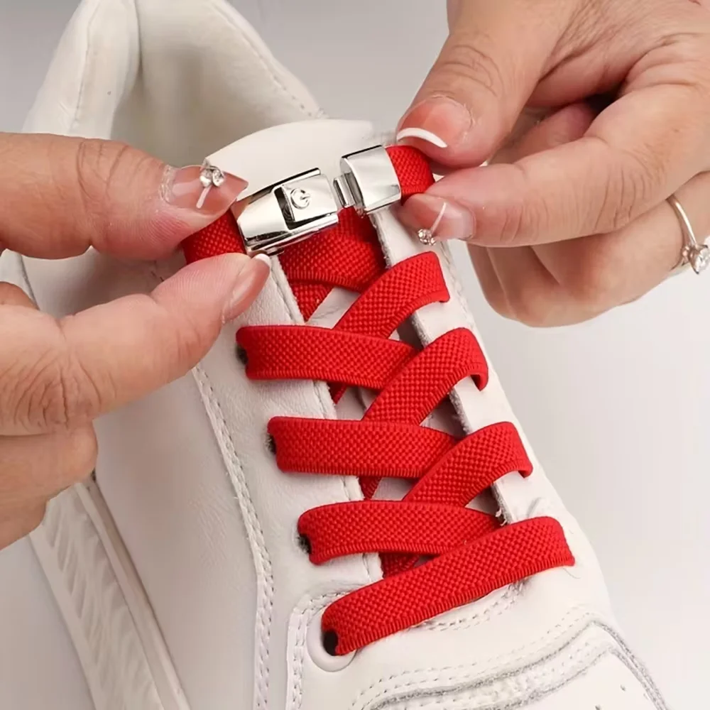 Flat Elastic No-Tie Shoelaces for Sneakers, Comfortable Flat Shoes Strings, Stretch, Tieless, Kids and Adults