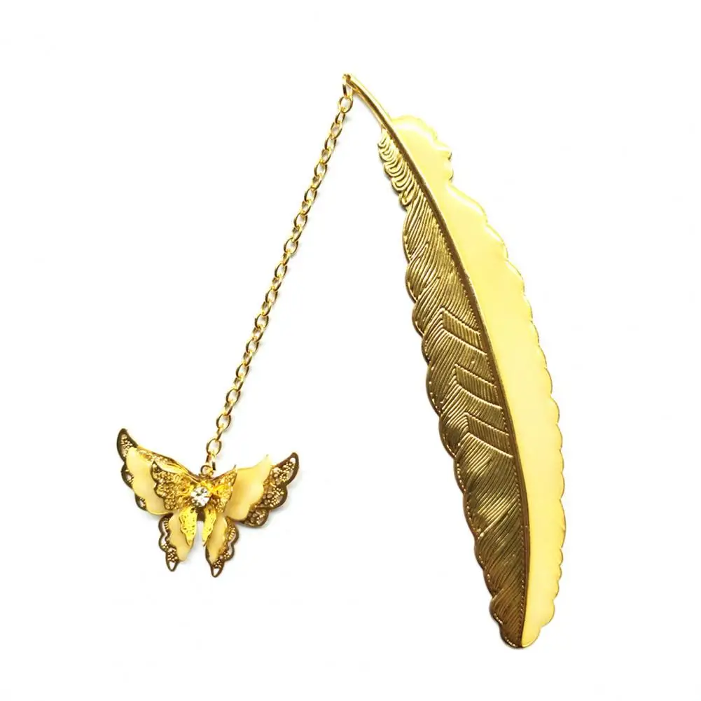 Penanda buku logam bercahaya penanda buku bulu logam dengan liontin kupu-kupu elegan penanda buku hadiah anak-anak perlengkapan sekolah