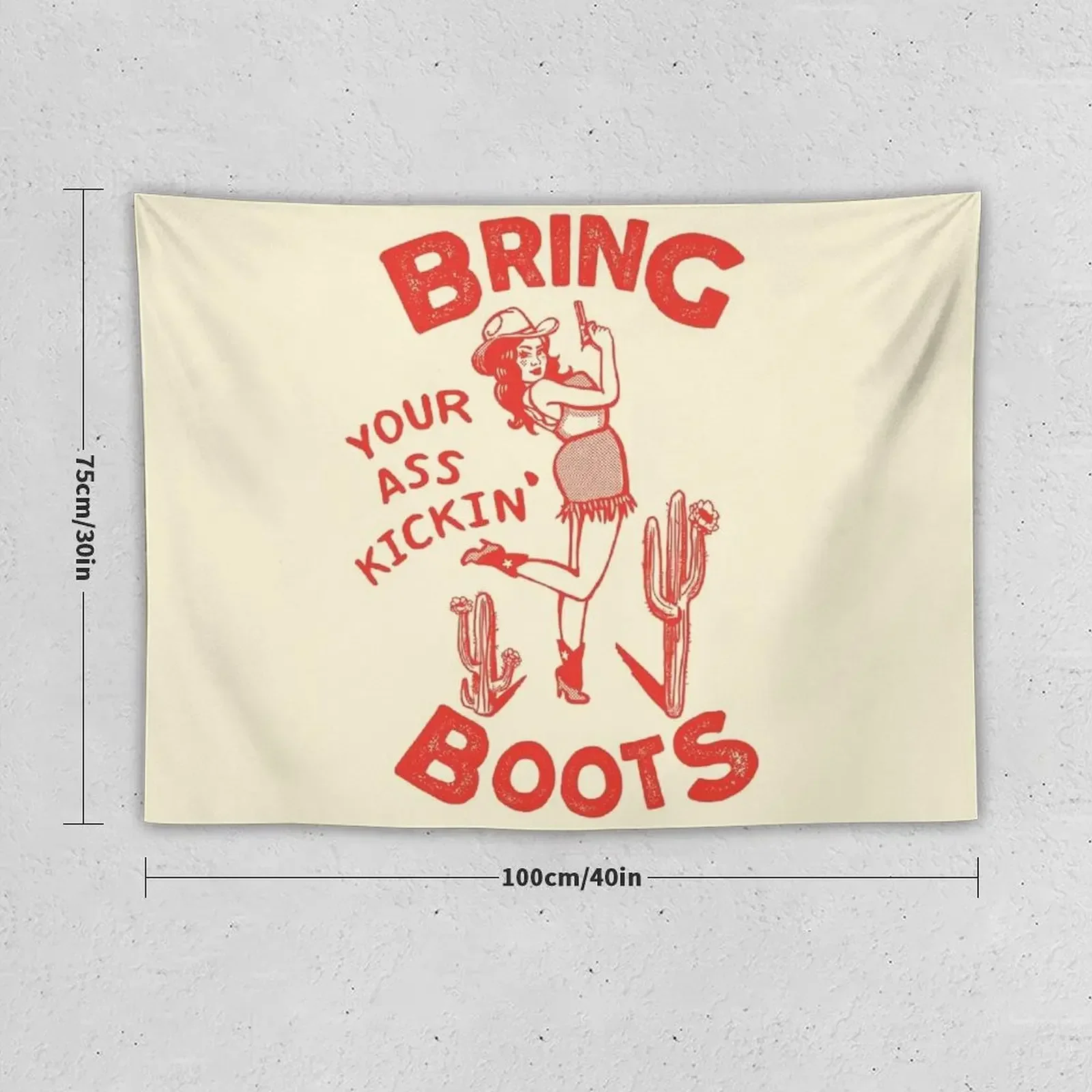 Bring Your Ass Kicking Boots! Cool Retro Cowgirl With A Gun- A Great Gift Idea For Women! Tapestry Aesthetic Home Decor Tapestry