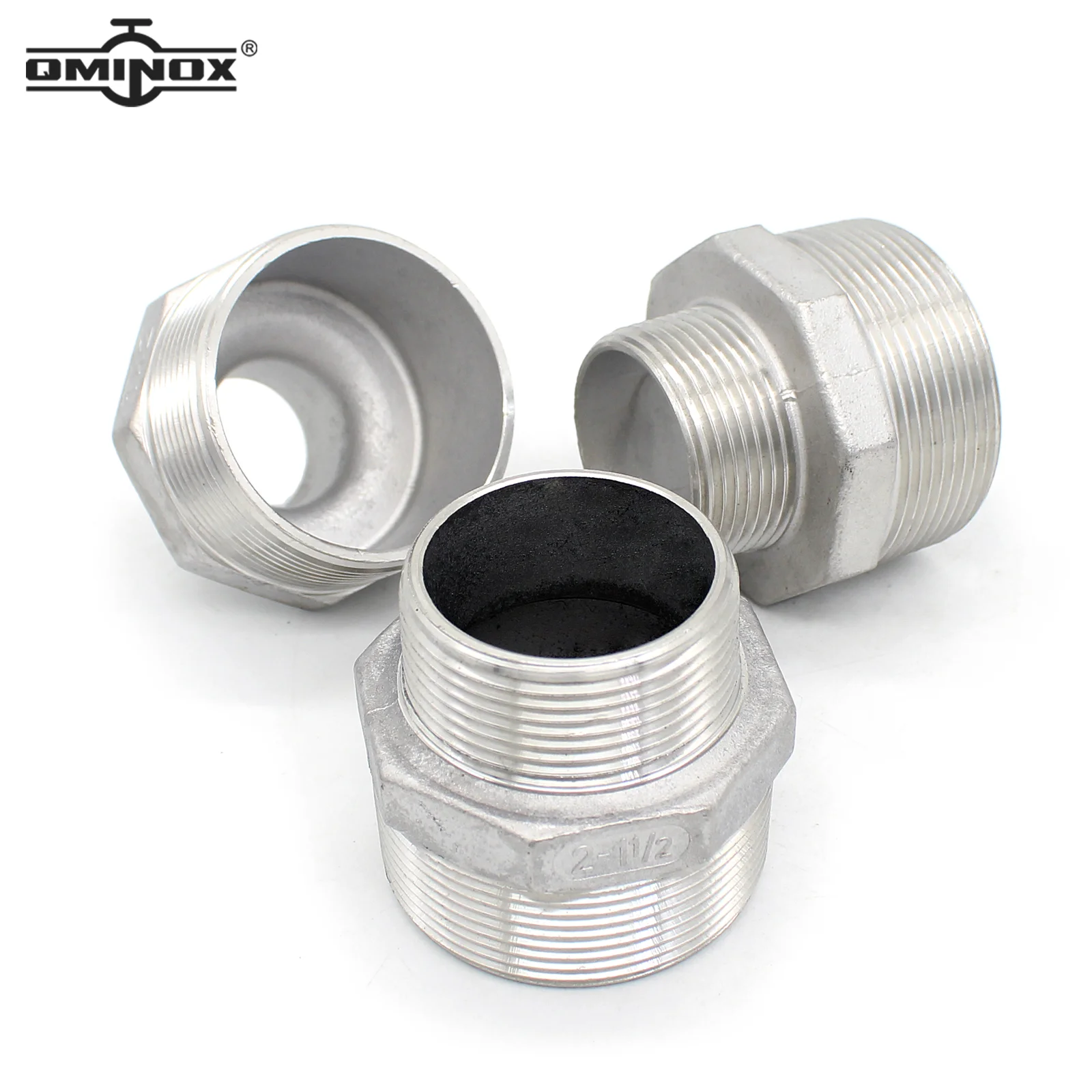 QMINOX BSP Male Reducer Hex Nipple SS304 Male thread Reducing connector Male Hex adapter Stainless Steel BSP Male Fittings