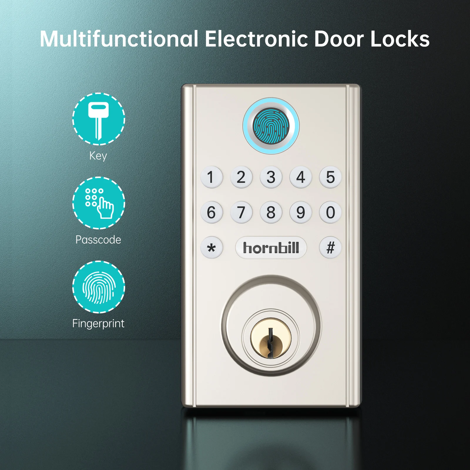 Hornbill Keyless Entry Door Lock Front Biometric Fingerprint Electronic Passcode Lock Key Home Office Security Deadbolt Locks