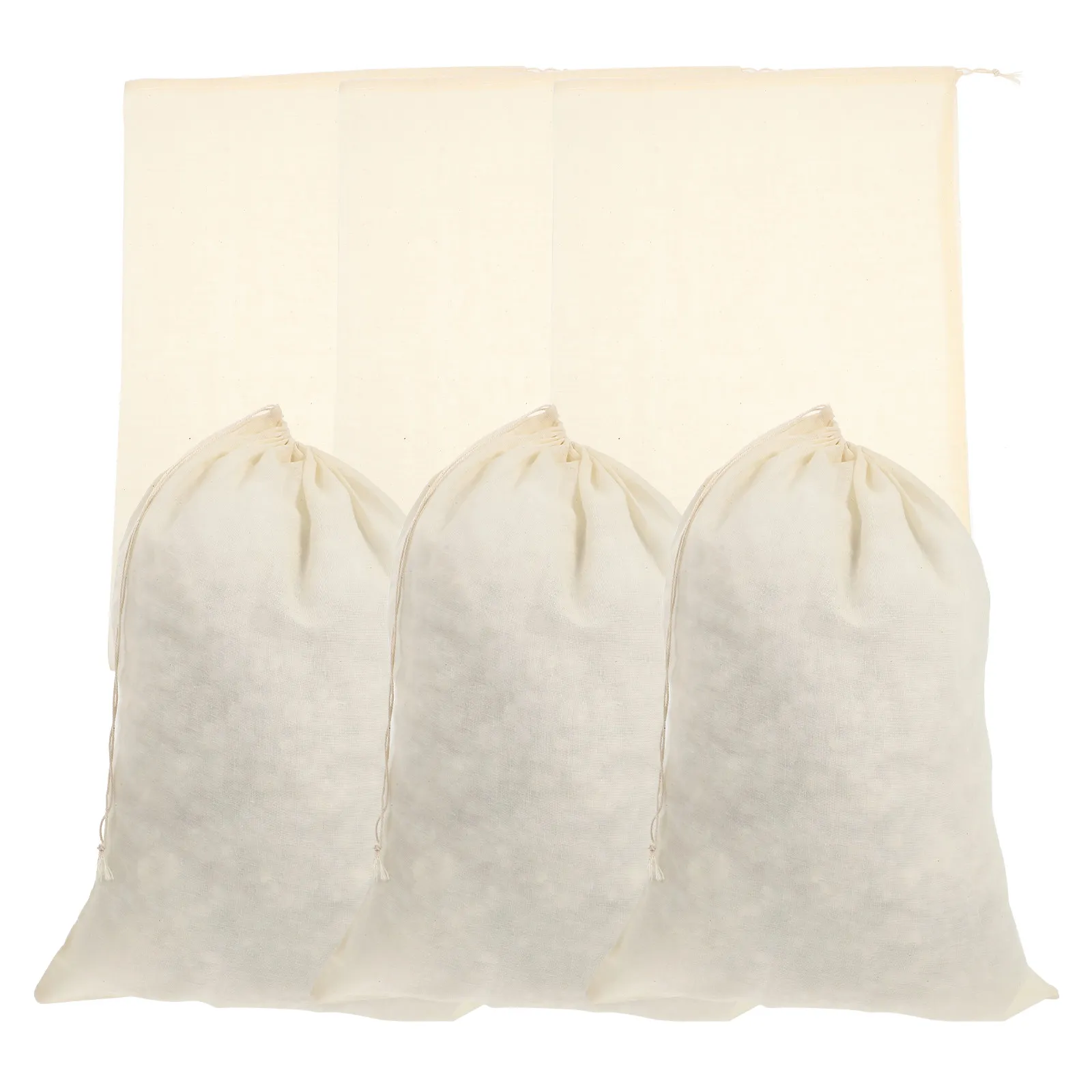 6 Pack Beige Drawstring Strainer Filter Bags Reusable Tea Brewing Kitchen Filtration Accessories