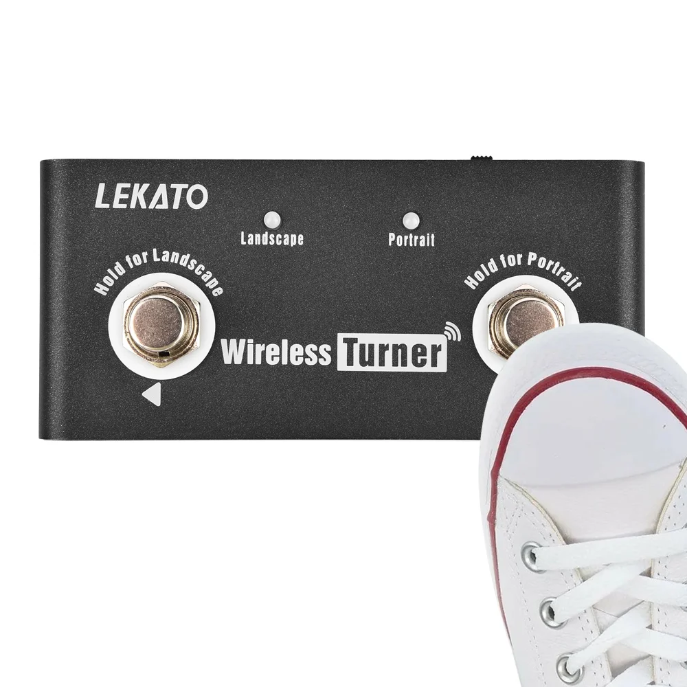 Lekato Tuner Pedal Wireless External Page Guitar Effect Pedal Page Turner Pedal for Guitar Looper Smartphones Tablets