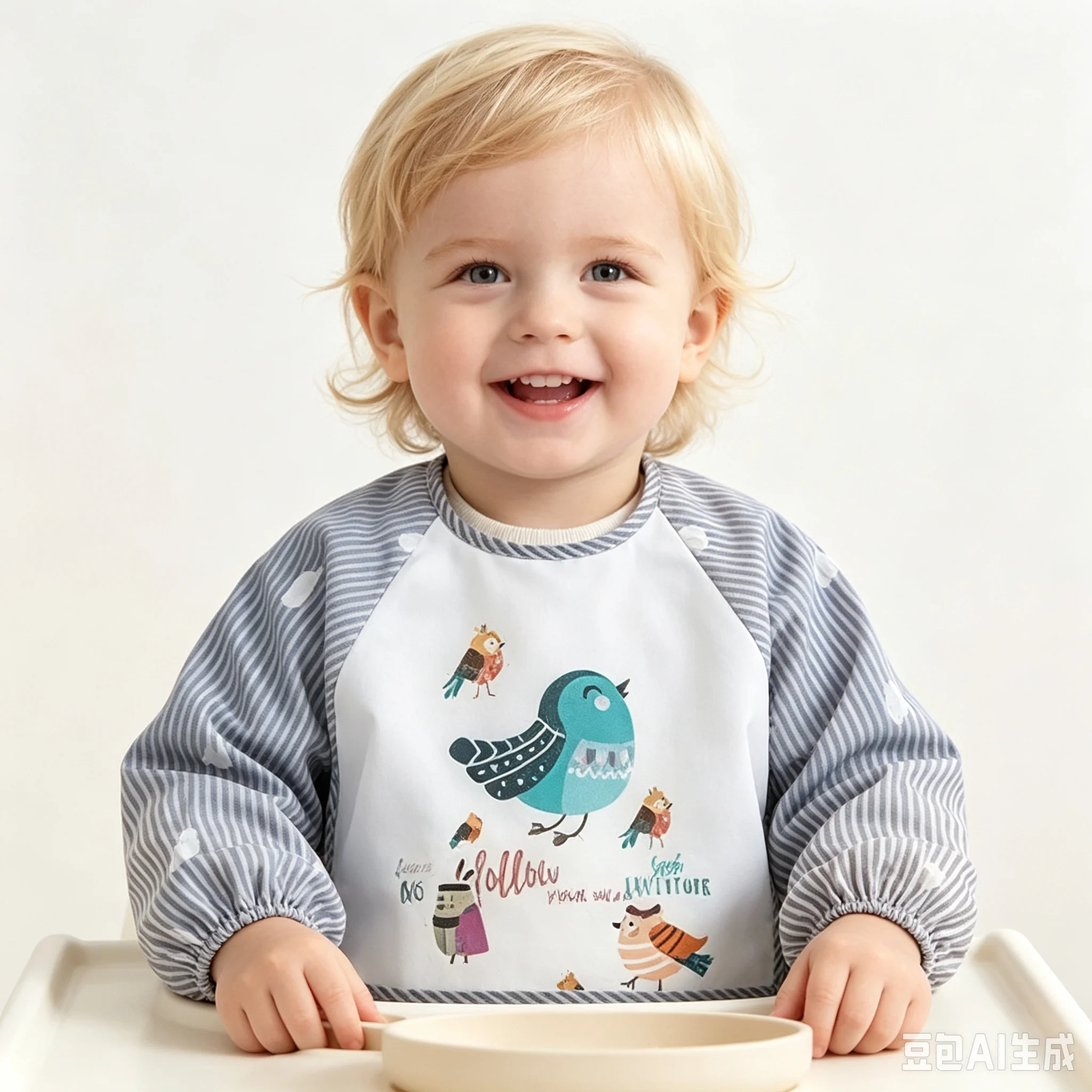 Waterproof Long Sleeve Baby Bibs Toddler Boys & Girls Smock for Feeding Eating Teething - Adjustable Neckline