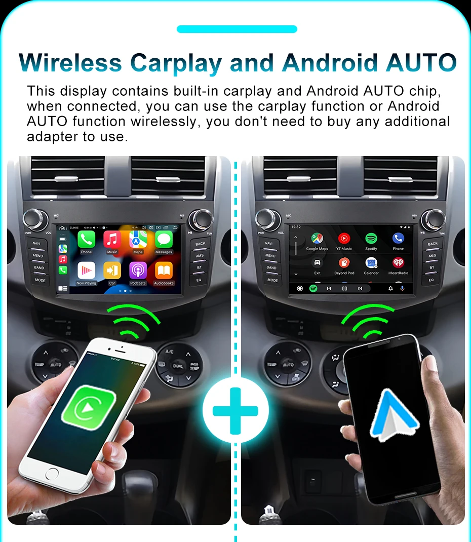 Kabelloses Carplay Android 15 Auto-Autoradio GPS-Bildschirm für Toyota RAV4 2006-2012 2din Autoradio Stereo Multimedia-Player BT 4GLTE – Detail 8