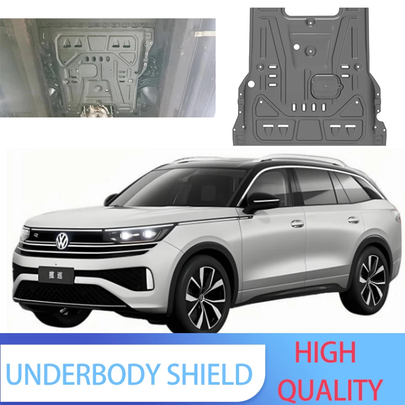 El protector inferior del motor es adecuado para Volkswagen Teramont 2023, que proporciona protección para la bahía del motor y el material de rodaje.