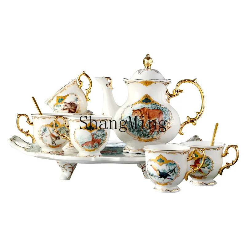 

PYH ceramic coffee cup coffee set English painted coffee and saucer set household light luxury afternoon flower