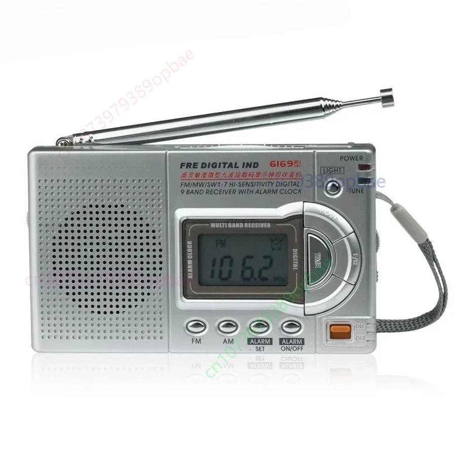 

For Panda 6169 FM MW SW Radio Receiver 9-Band Frequency Receiving Light Alarm Clock Timing Stereo Digital Portable Radio