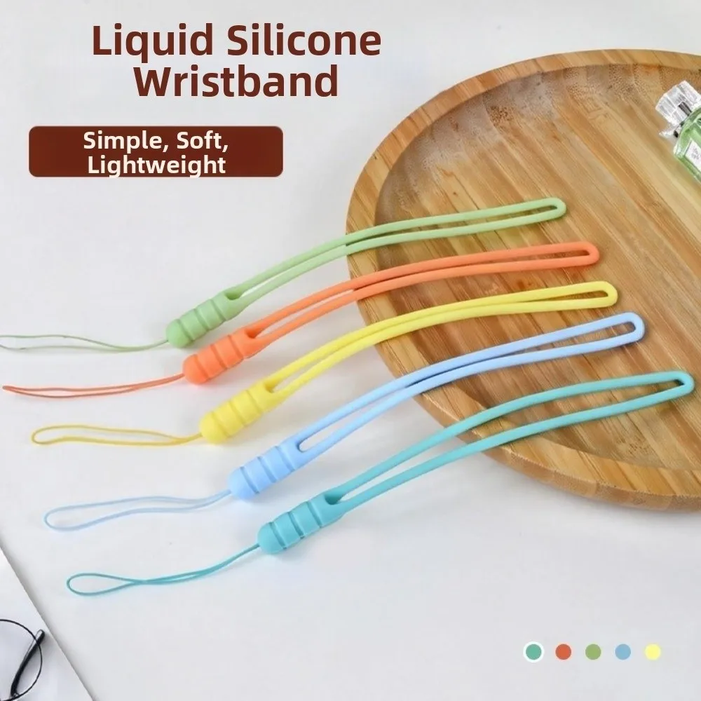 

Universal Macaron Colored Silicone Lanyard Skin Friendly Resistant Dirt Wrist Lanyard Wrist Strap Mobile Phone