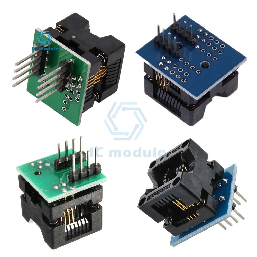 MSOP8 to DIP8 Wide-body Narrow-body Seat Wide 150mil 200mil Programmer Adapter SOIC8 to DIP8 IC Socket Blue Green