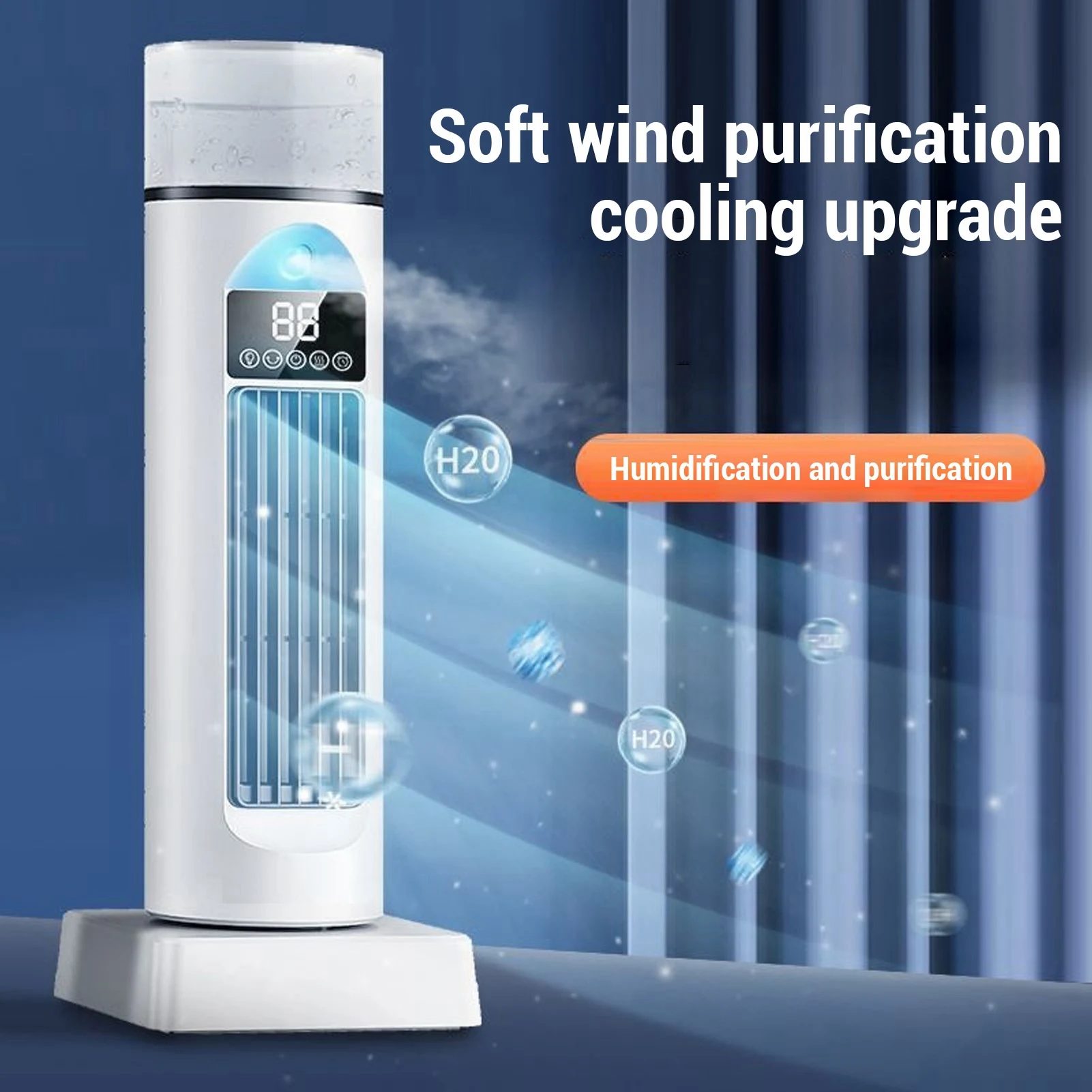 

Desktop Tower Fan USB Powered Air Humidifier Fan 4 in 1 Functions Low Working Noise Powerful Cooling for Dormitory Desk