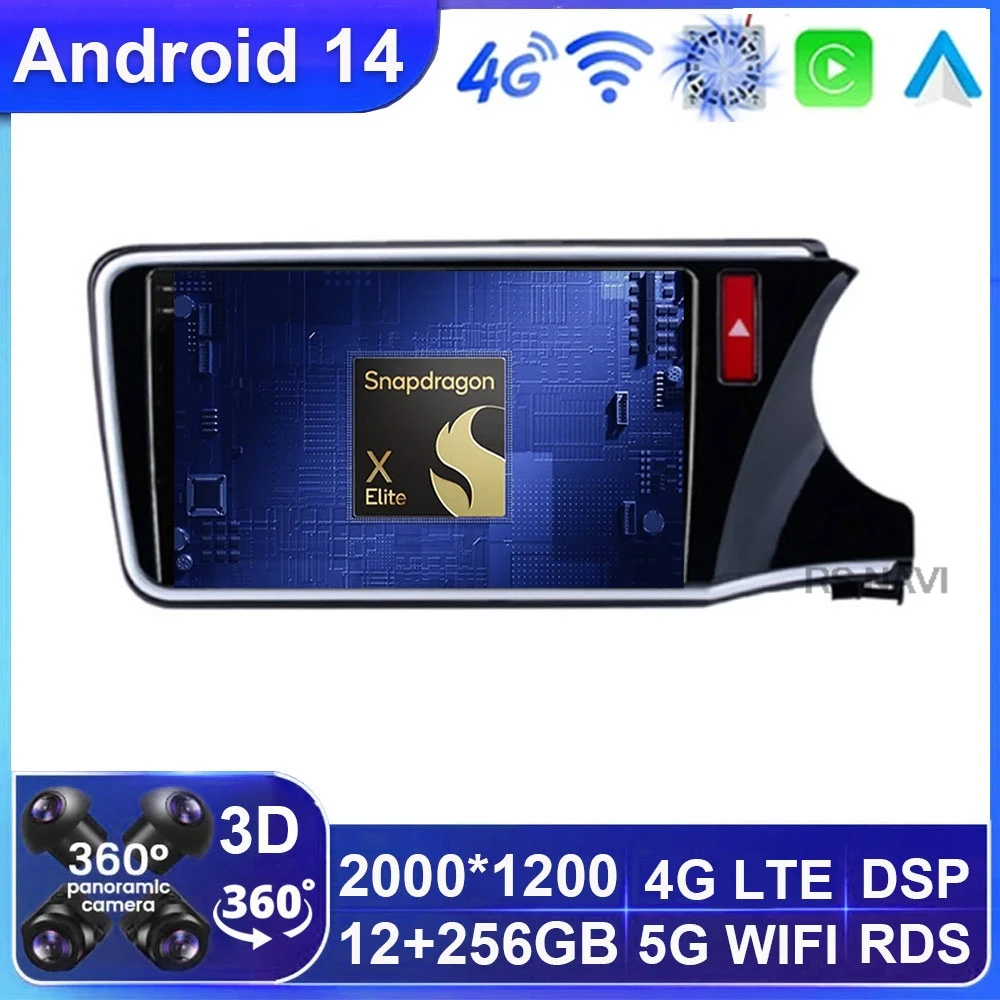 

Android 14 Car Radio For Honda City Grace 1 2014 - 2017 DSP 4G LTE 2 DIN 2DIN DVD GPS Head Unit Navigation Viedo Player BT AUTO
