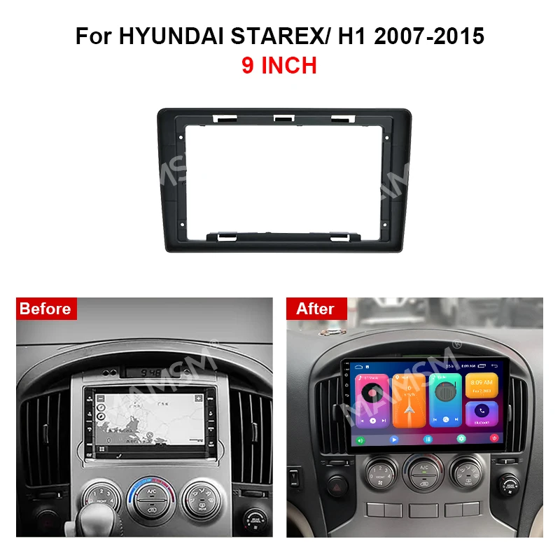 MAMSM For HYUNDAI STAREX/H1 2010-2014 2Din Car DVD Frame Audio Fitting Adaptor Dash Trim Kits Radio Facia Panel Cable Harness