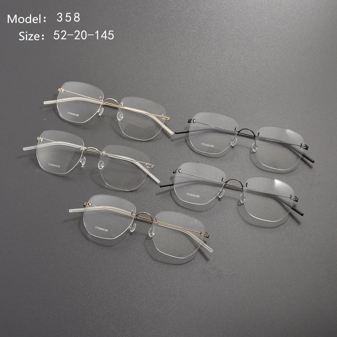 Denmark Brand Rimless Screwless Glasses Frame Ultralight Titanium Men Women Irregular Square Spectacles Eyeglasses Eyewear Gafas