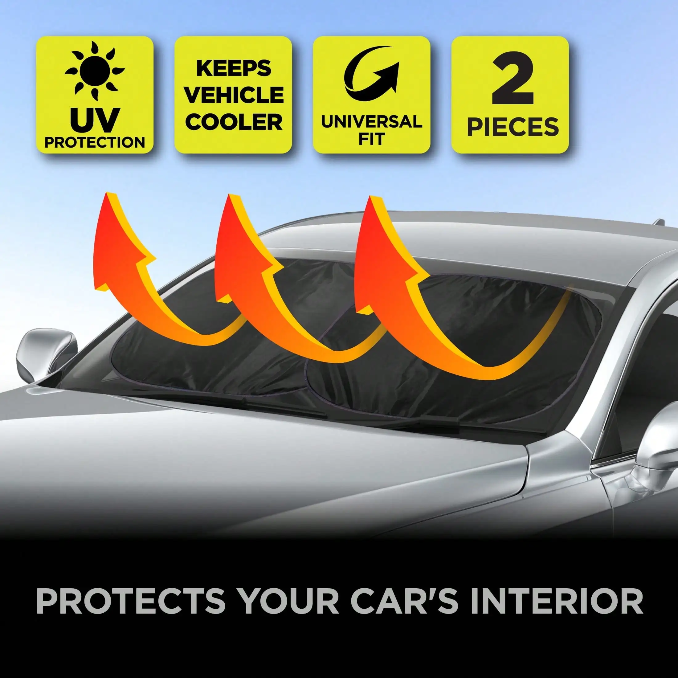 유니버셜 블랙 트위스트 쉐이드 1쌍, 28.5" x 31.5" - 차량 앞 유리에 장착하기 위해 차양을 회전시켜주세요.