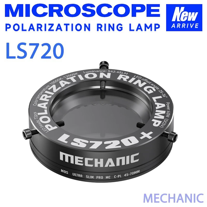 Mechanic LS720 48mm Microscope Ring Light Adjustable Brightness Polarized Eye Protection Lamp for Microscopes Repair Lighting