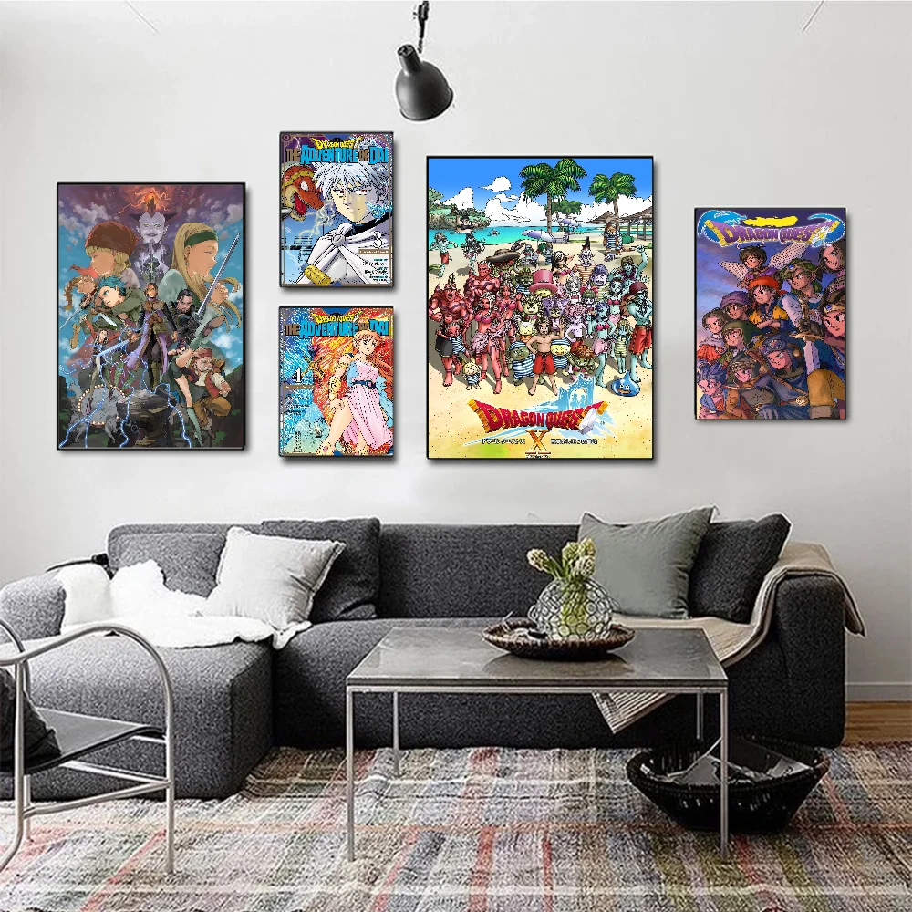 Game D-Dragon Quest Classic Vintage Posters Whitepaper Prints Posters Artwork Kawaii Room Decor