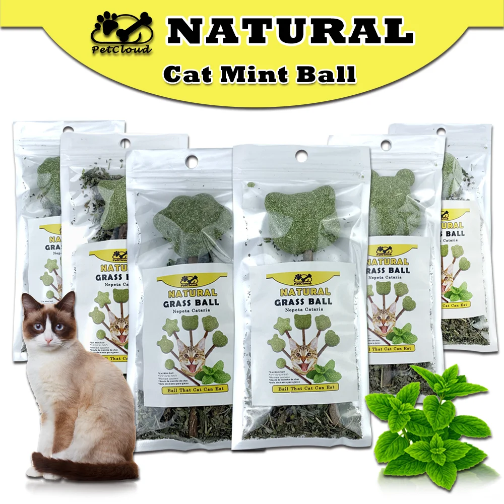 Cute Shape Fresh Cat Catnip Toys Cat Mint Natural Safety Edible Cute Shape Pet Mint Lollipop Catnip Ball Cat Toy Clean Teeth