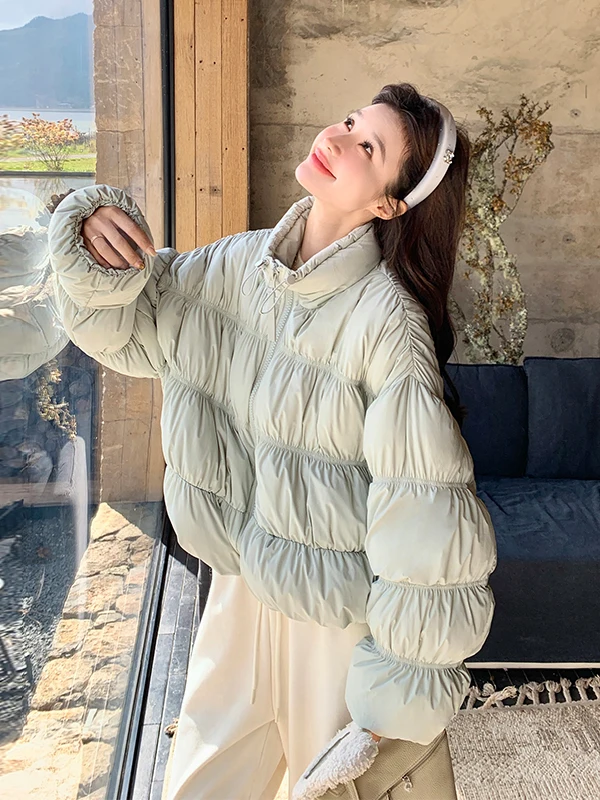 Veste d'hiver pour femme Light een ort, en duvet, ample, style lanterne, style coréen, chaude, pour les trajets quotidiens, tendance