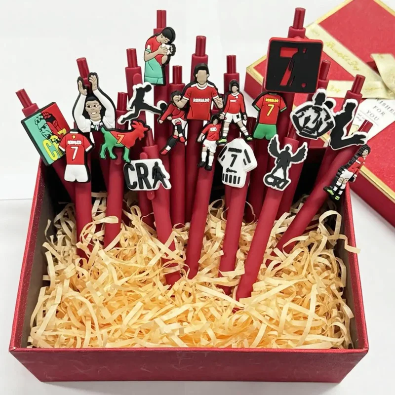 6/12/18 قطعة سلسلة حمراء أقلام كرة القدم على شكل مروحة أقلام حبر جاف عشاق كرة القدم هدية أقلام هدايا لمحبي كرة القدم #4