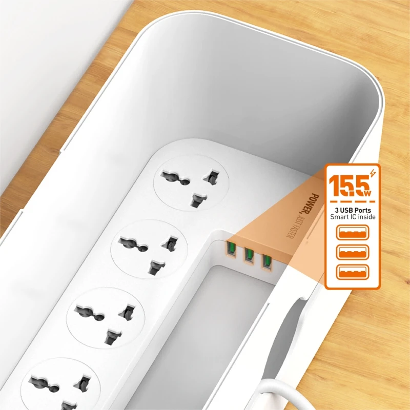 LDNIO Power Strip Organizer Extension Cord Electrical Socket Plug Adapter With Cable Management Box Home Office Network Filter