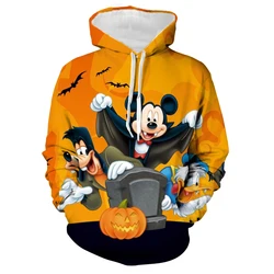 2024 Autumn Halloween New Pumpkin Head Mickey Minnie Pattern Printed Harajuku Fashion Women's Wear Children's Casual Hoodie