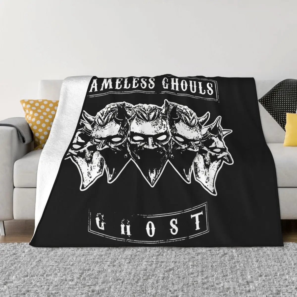 Nameless Ghouls Ghost Fleece Blankets Metal Rock Band Vintage Throw Blankets for Home Hotel Sofa 125*100cm Quilt