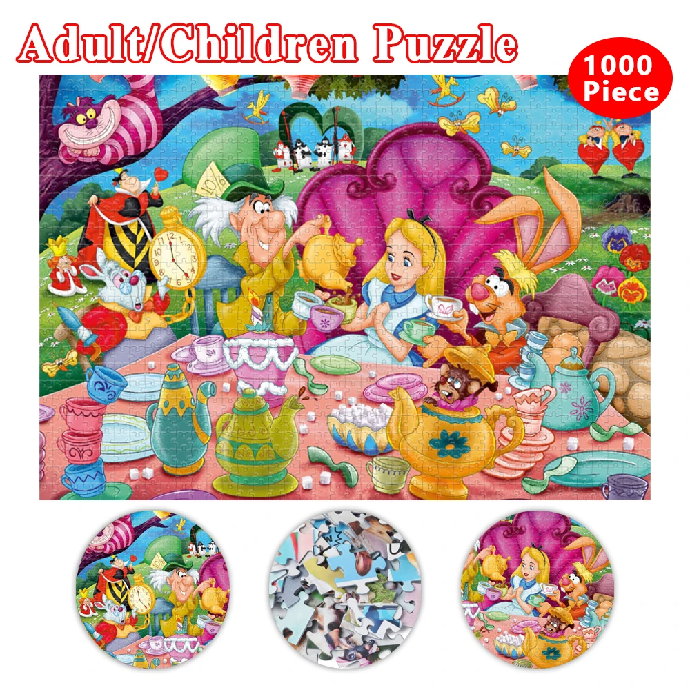 35/300/500/1000Pcs Jigsaw Puzzles Alice In Wonderland for Adults Disney Anime Thick Cardboard Puzzles Educational Kids Toys