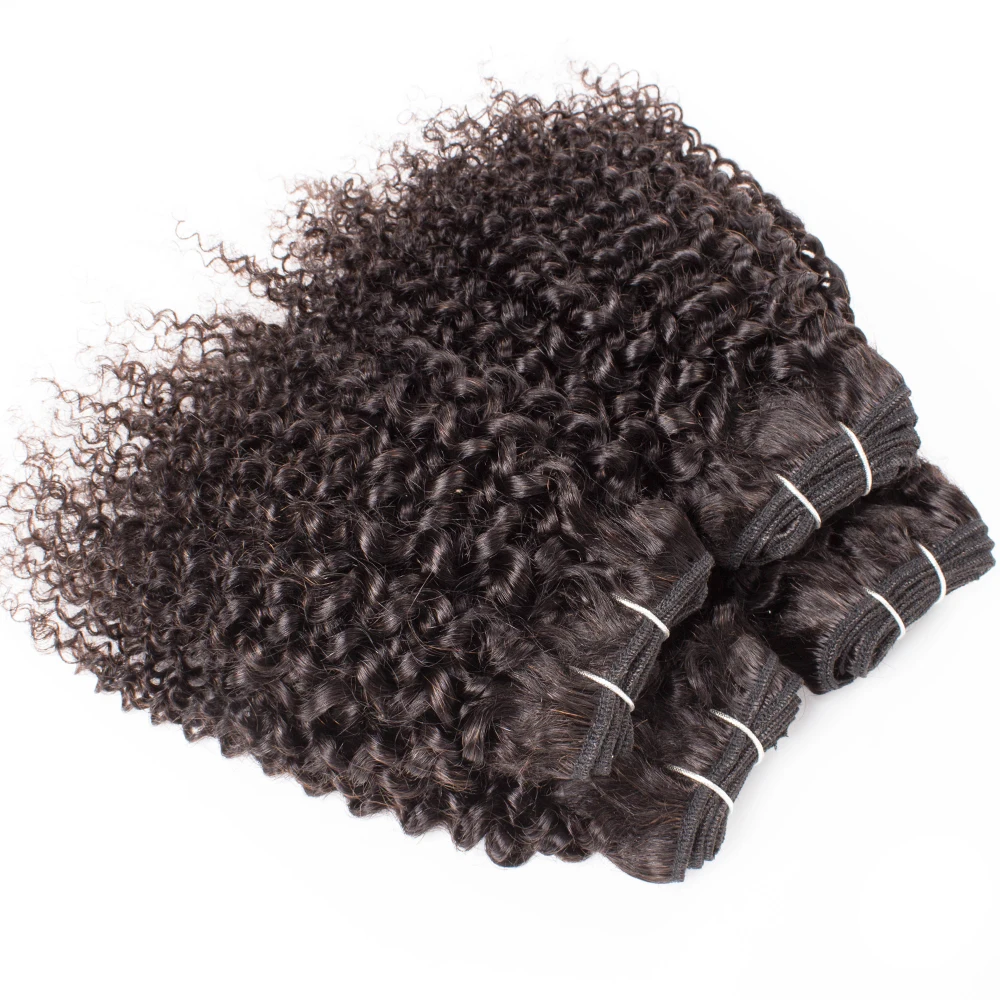 50g/Pc 4/6 Human Hair Bundles Kinky Curly Human Hair Extention Remy Hair Mongolian Hair For Bob Style Natrual Color