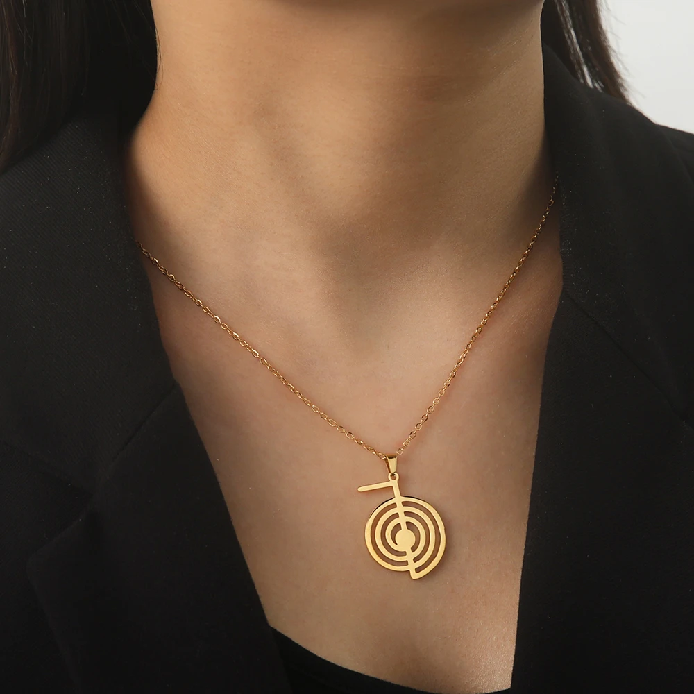 Reiki Cho Ku Rei Halskette Heilung Energie Yoga Power Anhänger Heilige Geometrie Schutz Amulett Edelstahl Schmuck Amulette für Glück und Schutz mächtige Amulette geistiger Schutz Reiki Heilmittel – Detail 7