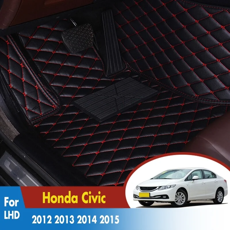 

Автомобильные коврики для Honda Civic 2012 2013 2014 2015, аксессуары для салона автомобиля, Стайлинг, водонепроницаемые коврики на заказ, подушечки для ног, половники