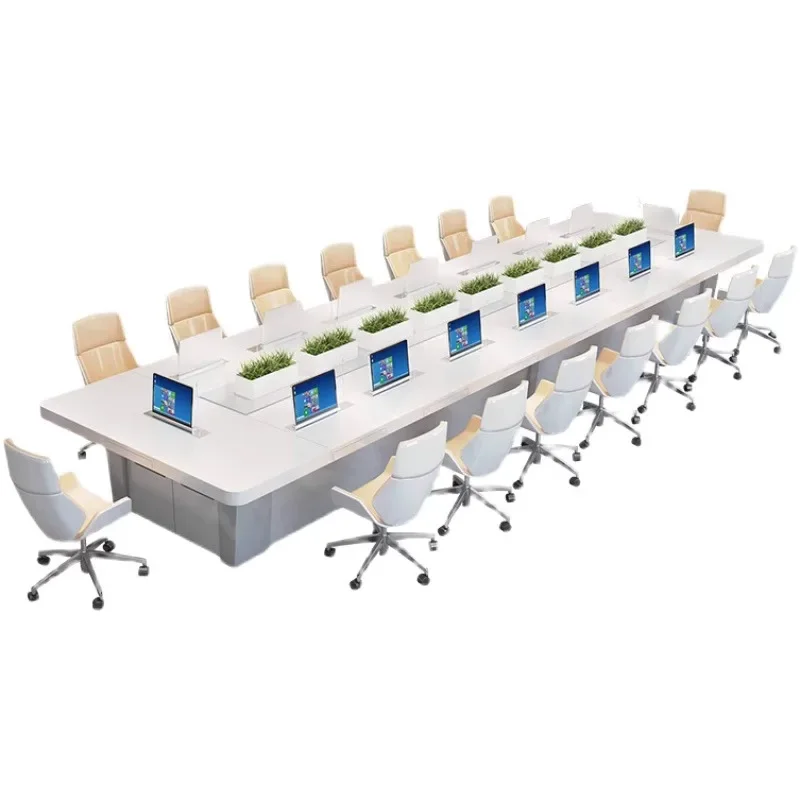 

High-end Conference Table Simple White Desk Conference Room Fashion Strip Meeting Table