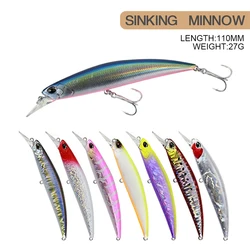 11cm 27g Fishing Lure Minnow Wobbler Lure Long Cast Sinking Decoy Jerkbait Swimbait Artificial Hard Bait Ocean Fishing Bass Bait