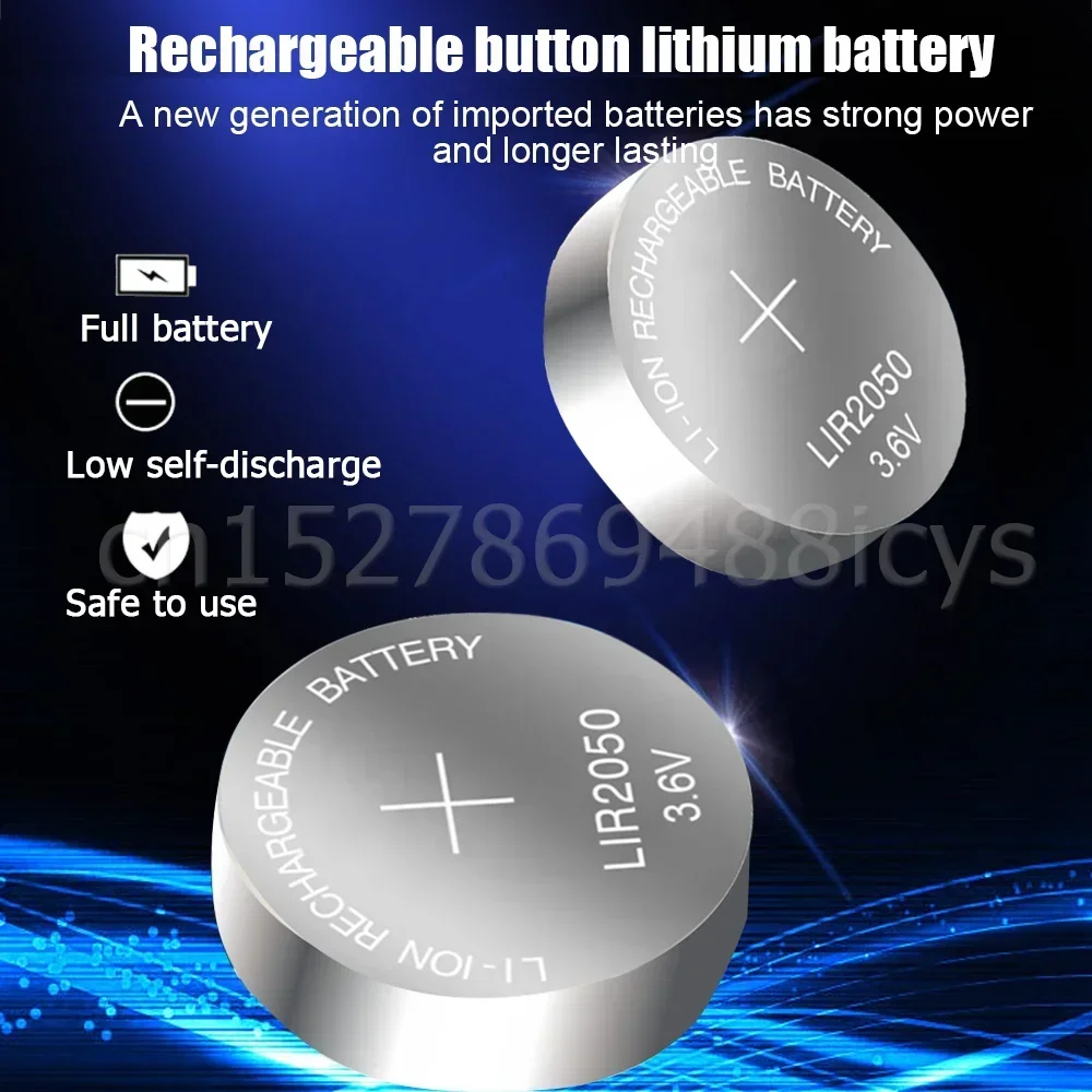 1-10PCS LIR2050 LIR 2050 3.6V 80mAh Lithium Rechargeable Battery For Remote Control Watch Calculator Toy CR2450 Button Coin Cell