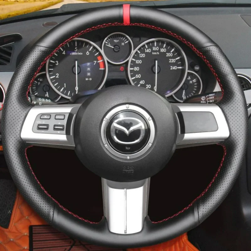 For Mazda MX-5 MX5 2006-2015 Mazda RX-8 RX8-2011 CX-7 CX7 2007-2009 Braid Car Steering Wheel Cover Leather Suede Car Interior image 3