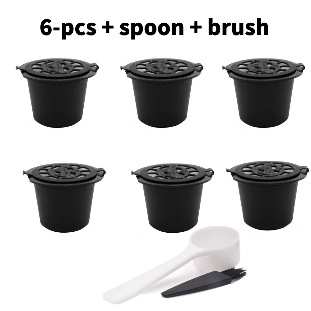 Capsule di caffè Nespresso riutilizzabili riutilizzabili da 6 pezzi Cialde Nespresso riutilizzabili con cucchiaio e pennello