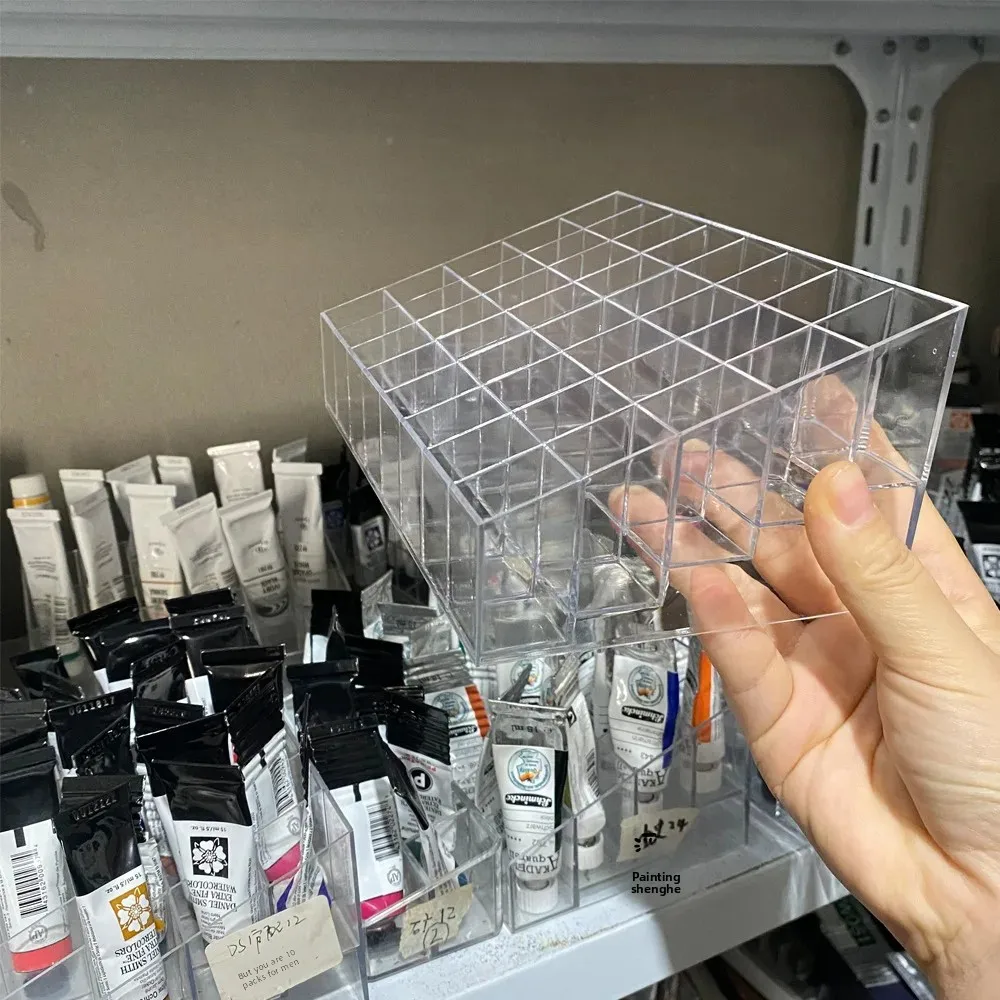 Acrylic Paint Color Organizer Box Transparent Display Stand for Art Studio Watercolor Tube Storage Container Jewelry Accessories