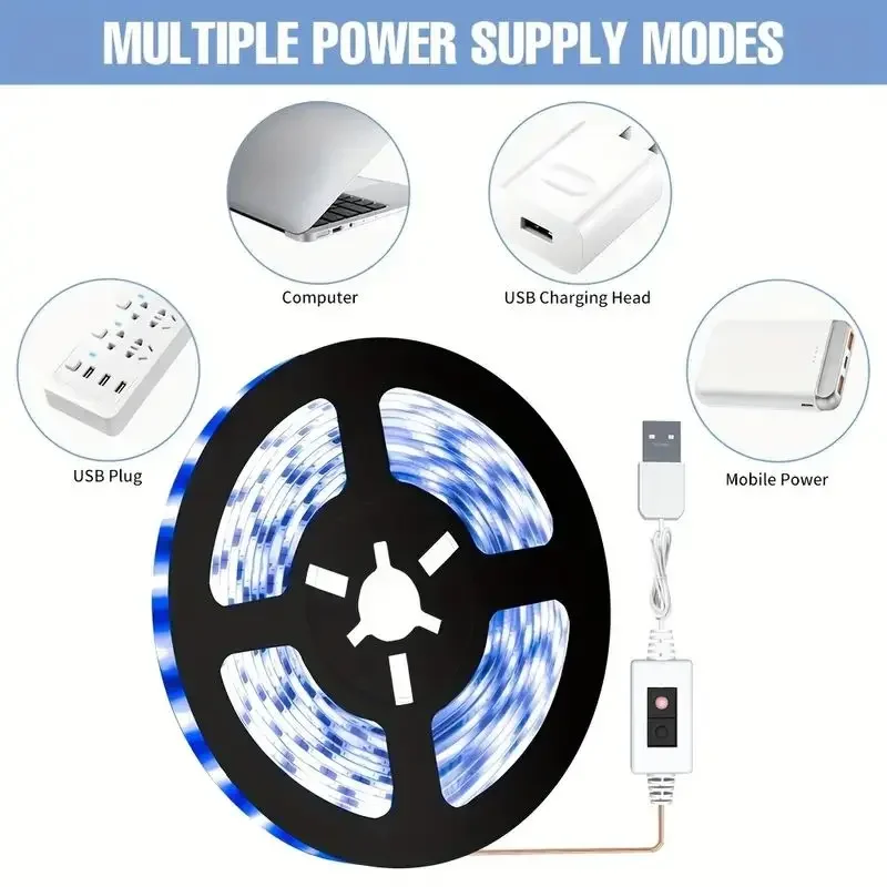 USB LED Light Strip Hand Scan Sensor Light 60LEDs/m DC5V Waterproof BackLight Flexible Lights Strip for Stairs Cabinets Bedroom