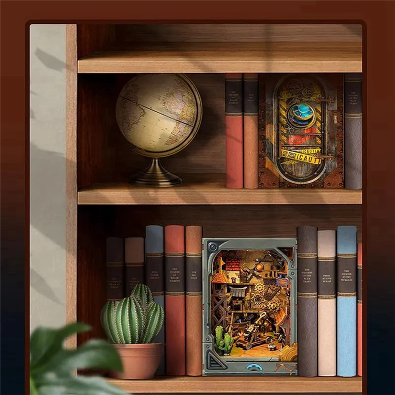 AS96-ชั้นวางหนังสือประกอบไม้สํารวจของขวัญตกแต่งเดสก์ท็อปโลกแฟนตาซีที่ไม่รู้จัก