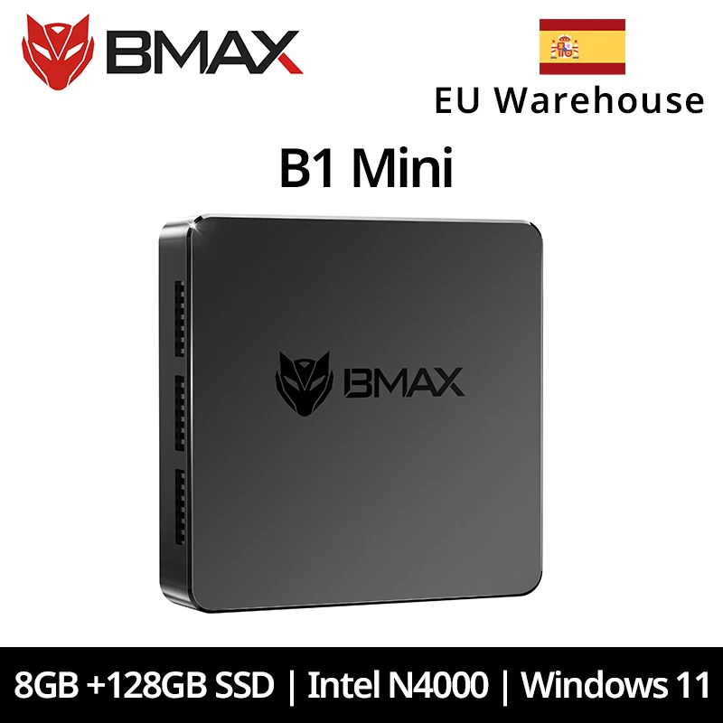 BMAX Mini PC B1 Mini Windows11Pro 8GB RAM 128GB ROM N4000 Micro Desktop Computer Dual- Band WiFi Mini Pc