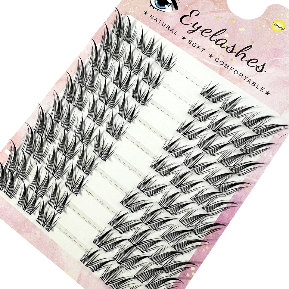 Pestañas manga de visón 5D esponjosas, pestañas individuales naturales postizas, maquillaje coreano, racimos perezosos trilogía 2