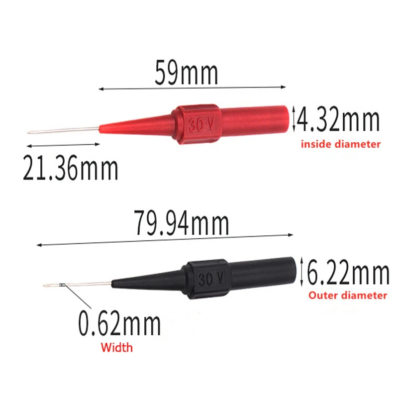 2/4/10pc multimeter test Insulation Piercing Needle Non-destructive Pin Test Probes 4.3mm Banana Socket for Car Tester Red/Black