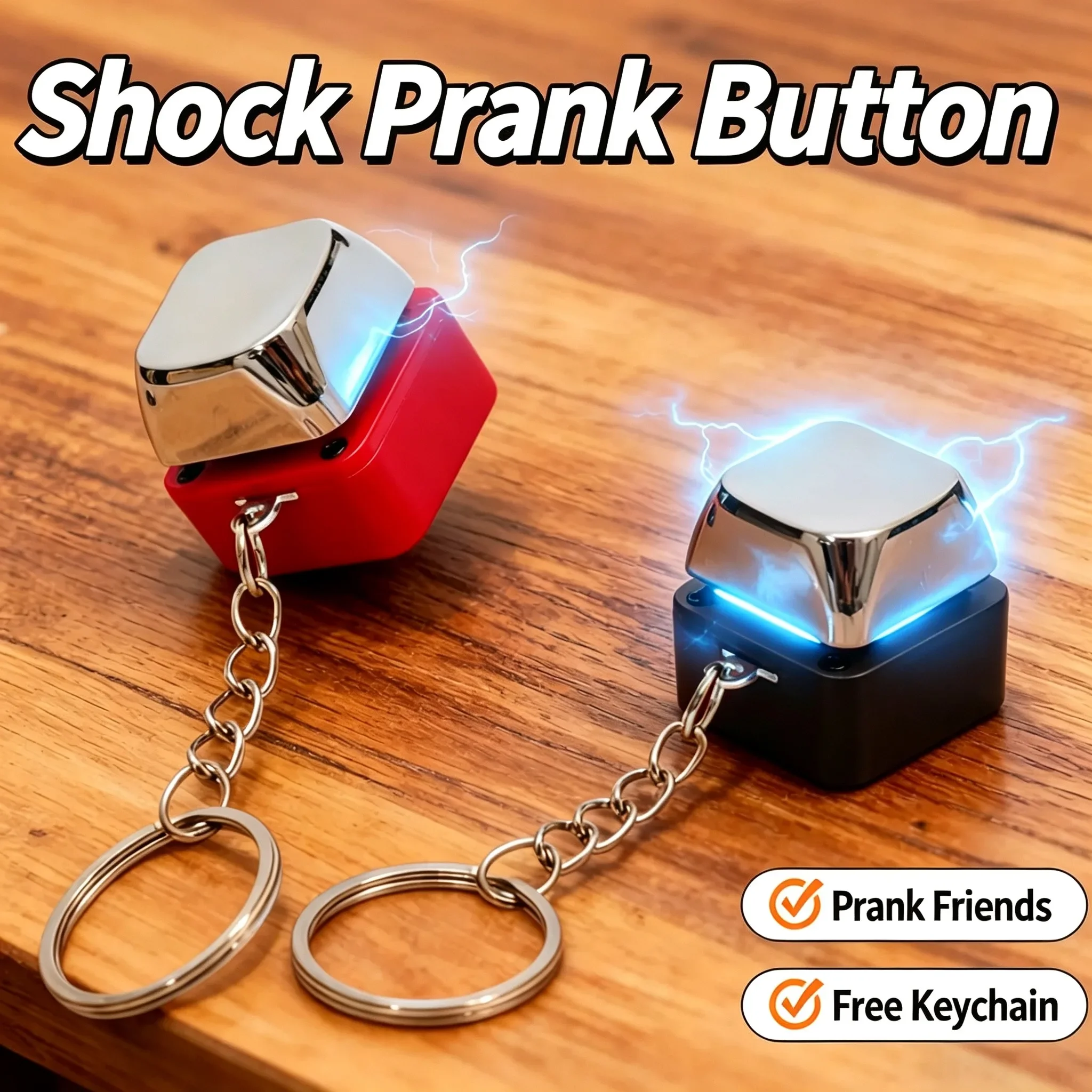 Electric Shock Keyboard Keycap Keychain Novelty Prank Gag Toy Stress Relief Fidget Adult Funny Practical Joke Gifts Party Favor