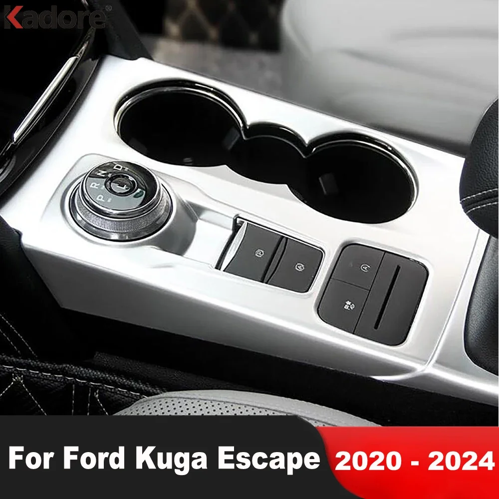 Für Ford Kuga Escape 2020-2023 2024 Carbon Auto Center Konsole Getriebe Shift Box Abdeckung Trim Wasser Tasse Halter Panel rahmen Zubehör